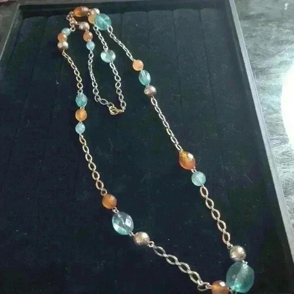 Plunder long sliver tone beaded necklace - Picture 1 of 3